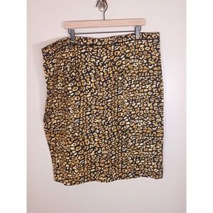 Who What Wear Leopard Print Midi Skirt Women's 20W Slit High Waist NWT Trendy